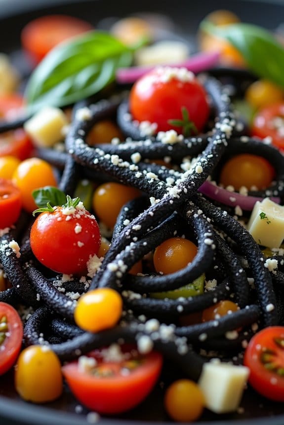 creepy halloween pasta salad