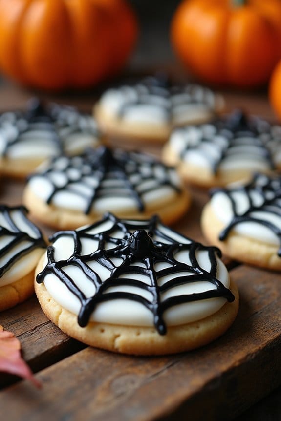 creepy spider web cookies