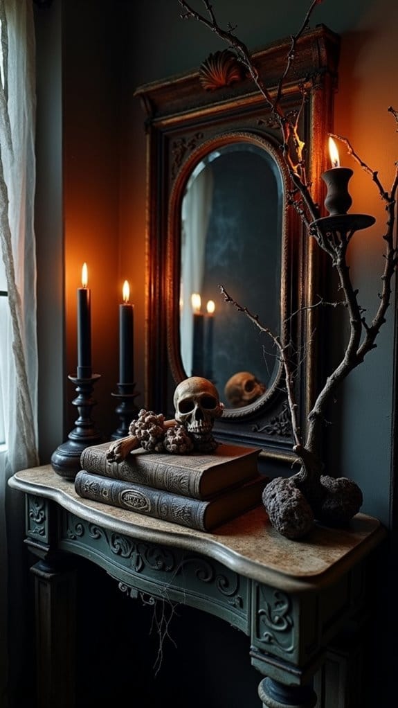 eerie halloween shelf decor