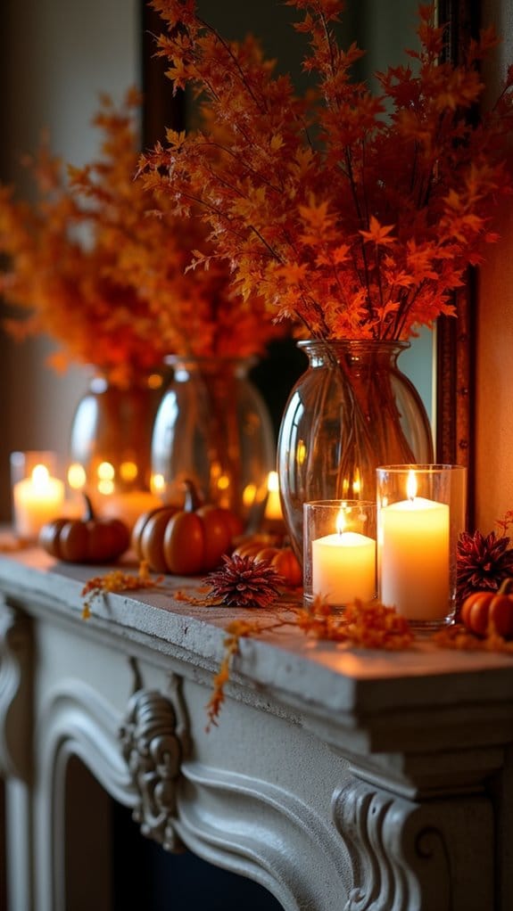 elegant seasonal fireplace decor