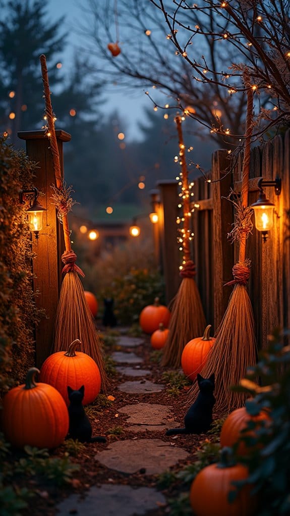 enchanting broomstick halloween display