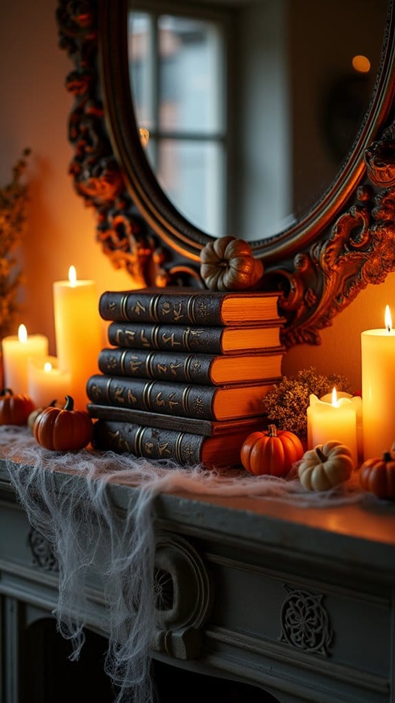 enchanting halloween book stack