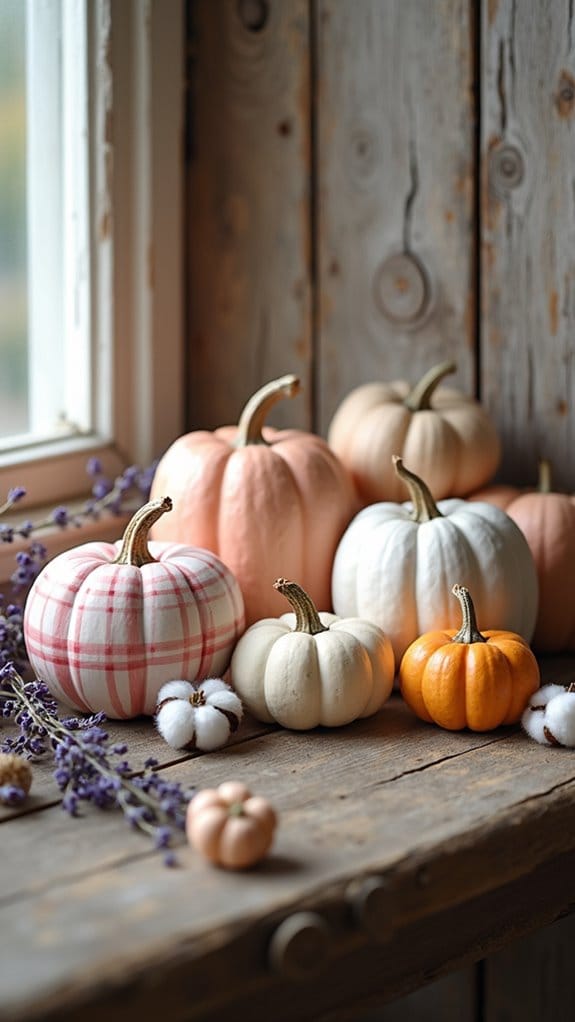farmhouse checkered pumpkin decor