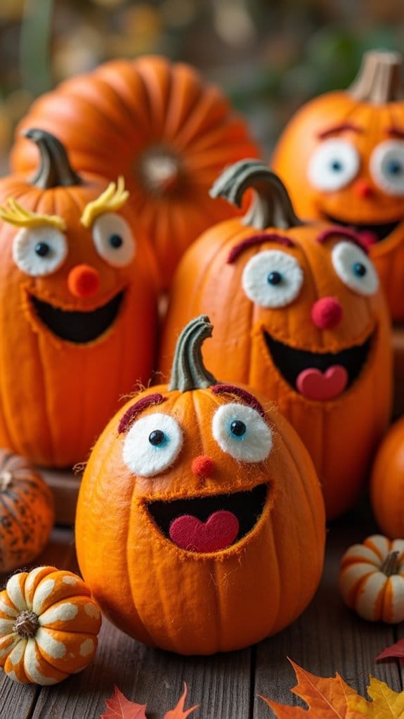 felt pumpkin face crafting