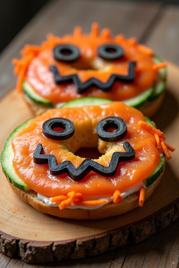 festive halloween bagel breakfast