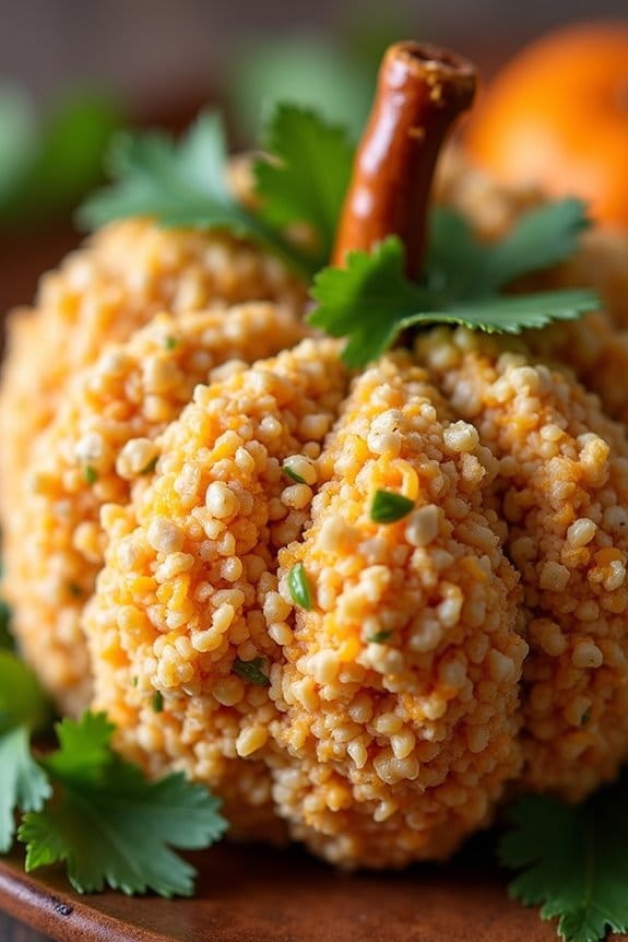 festive pumpkin cheese ball appetizer