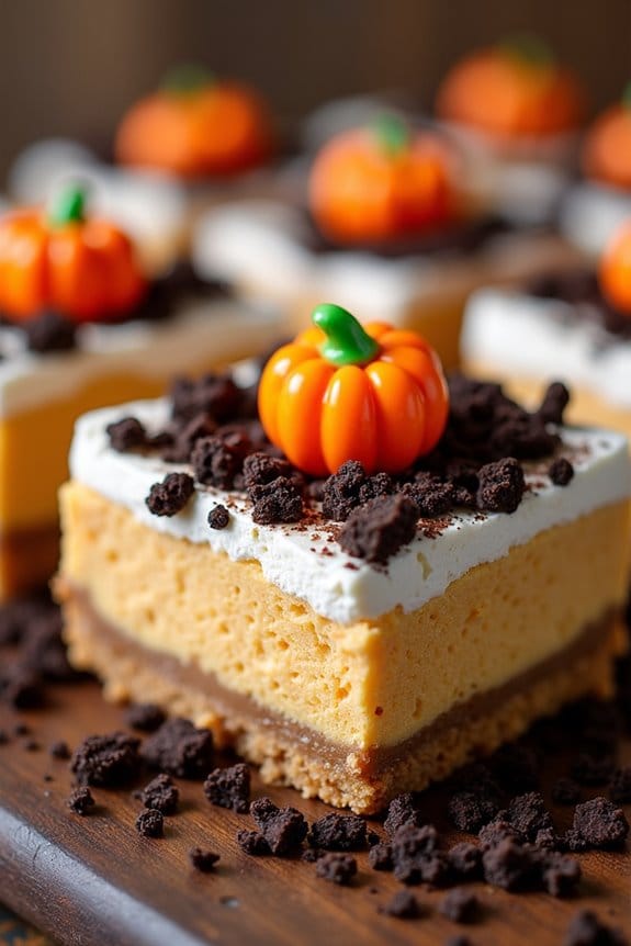 festive pumpkin cheesecake bars