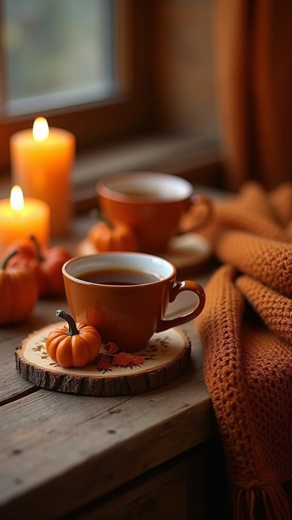 festive pumpkin coaster decor