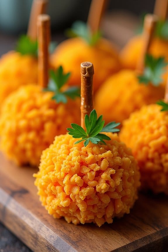 festive pumpkin shaped cheese balls