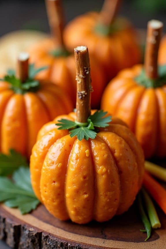 festive pumpkin shaped cheese balls