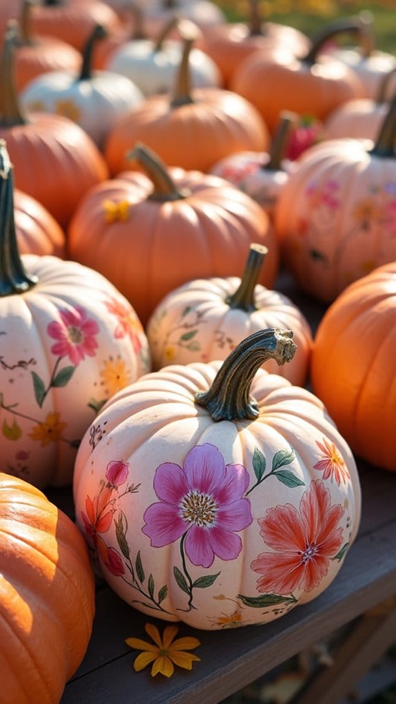 floral watercolor pumpkin decoration