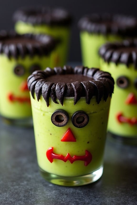 frankenstein themed guacamole cups