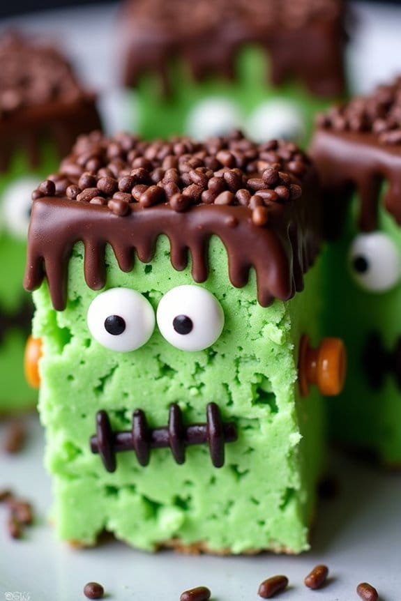 frankenstein themed rice krispie treats