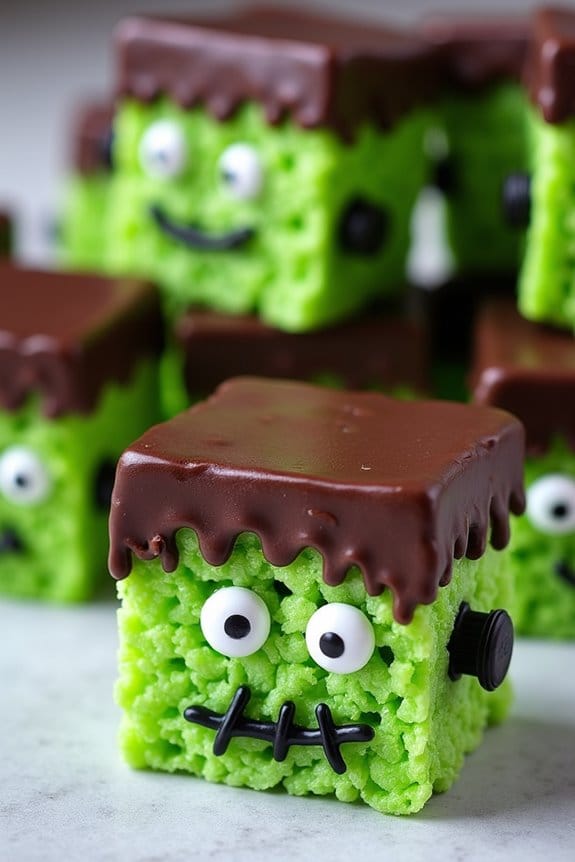 frankenstein themed rice krispie treats