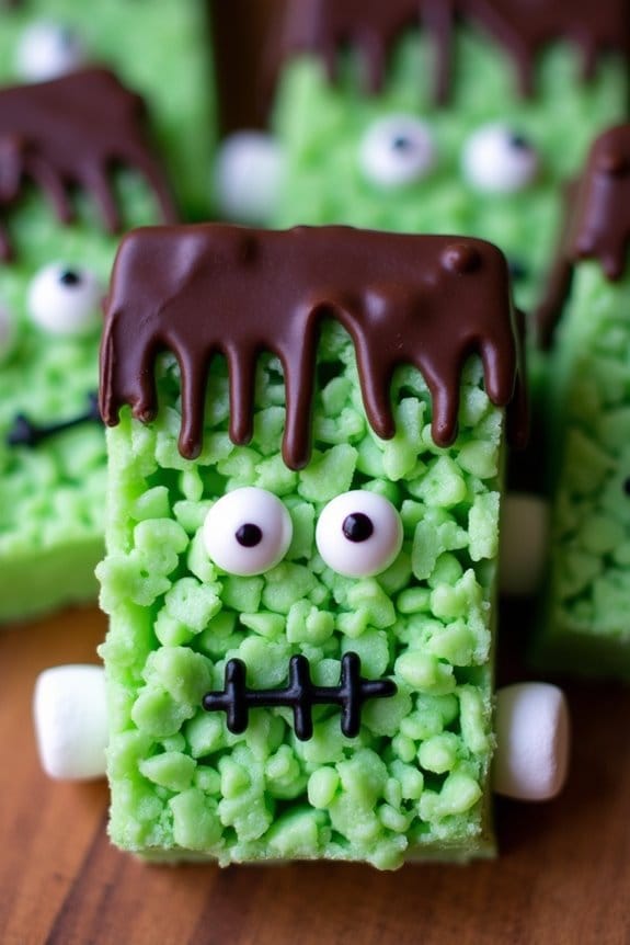 frankenstein themed rice krispie treats