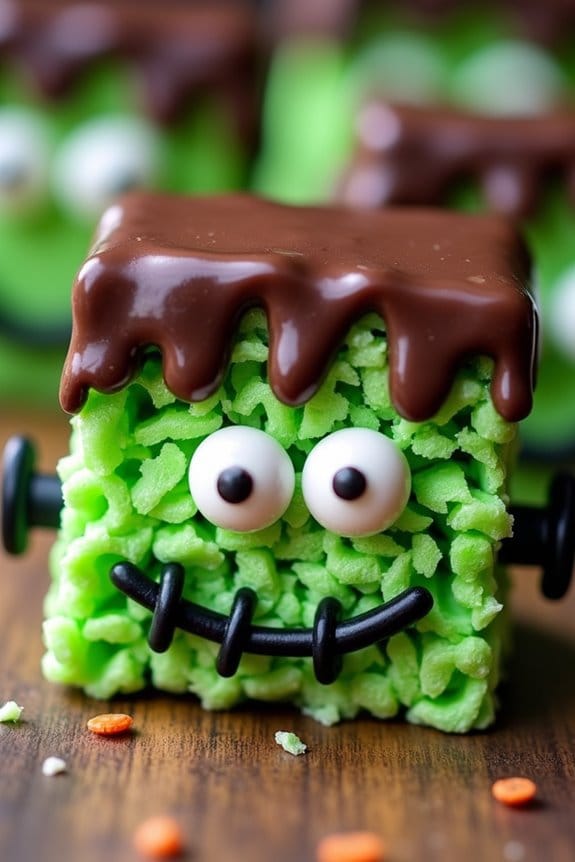 frankenstein themed rice krispie treats