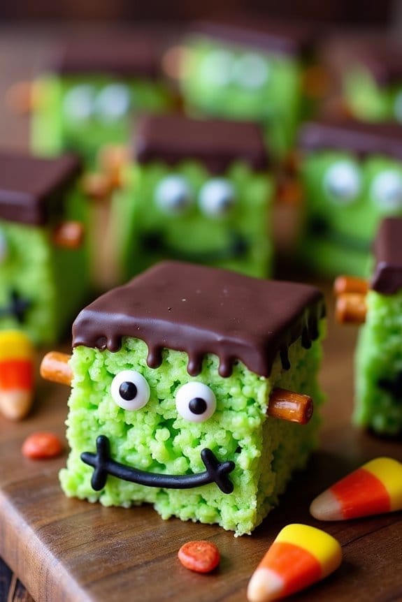 frankenstein themed rice krispie treats
