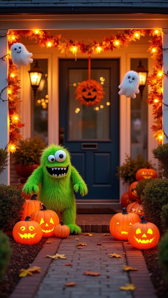 friendly colorful halloween monsters