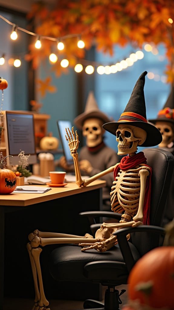 friendly skeletons brighten workplace