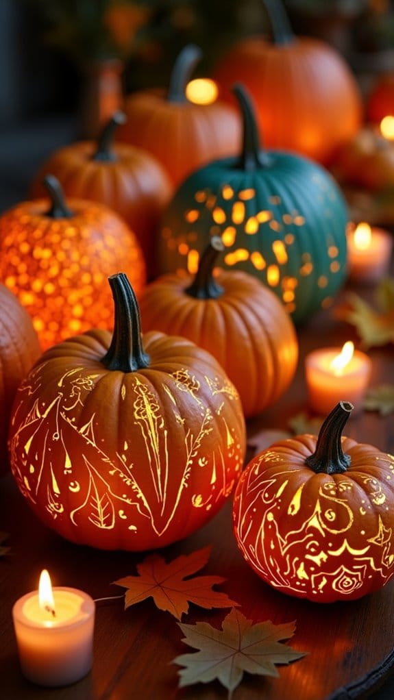 geometric painted pumpkin designs