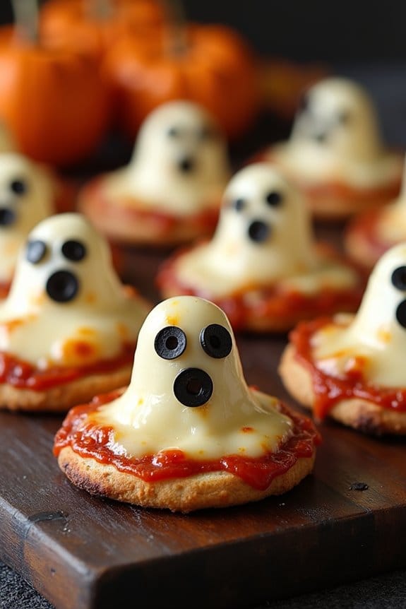 ghost shaped halloween pizza bites