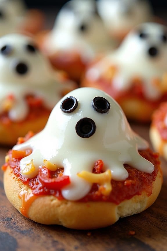 ghostly halloween pizza bagels