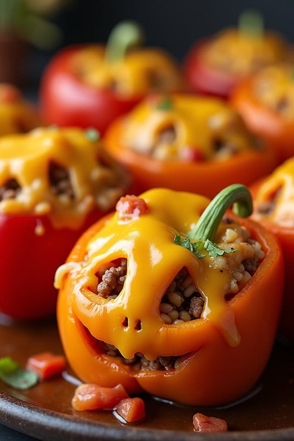 ghostly halloween stuffed peppers