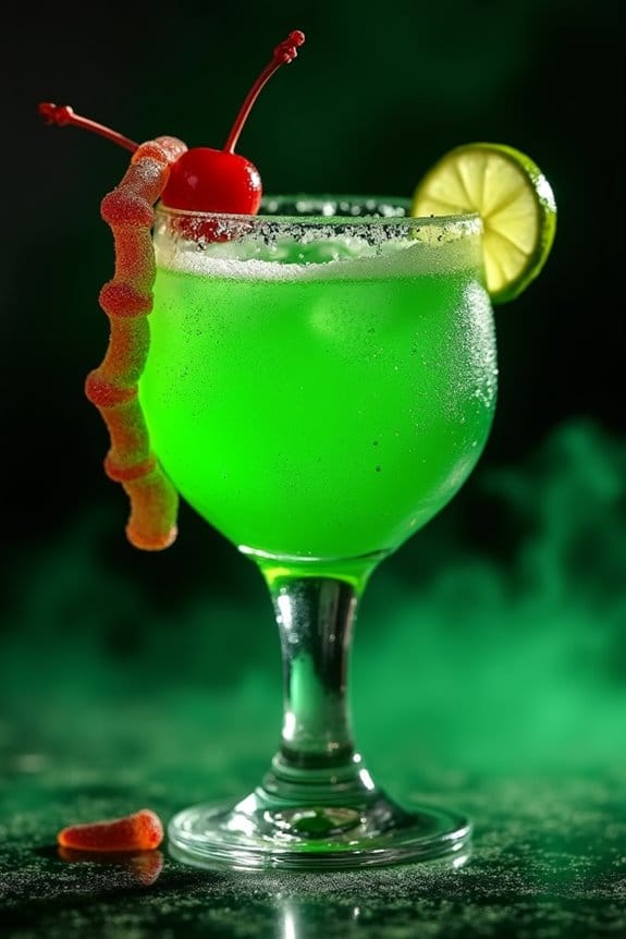 ghoulish green halloween cocktail