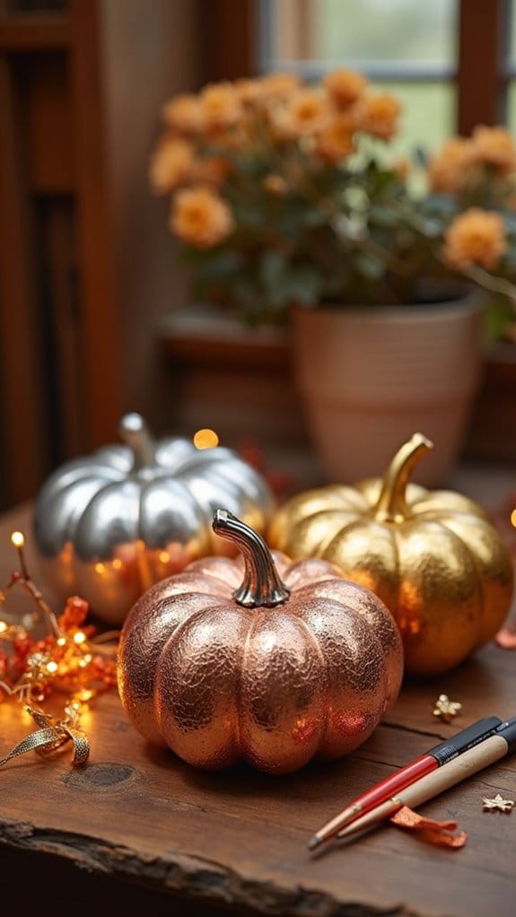 glamorous metallic foil pumpkins