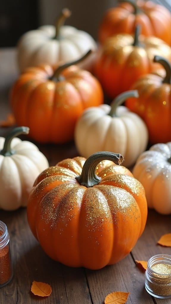 glitter dipped pumpkin decoration