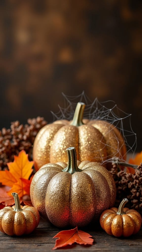 glittery autumn pumpkin decor