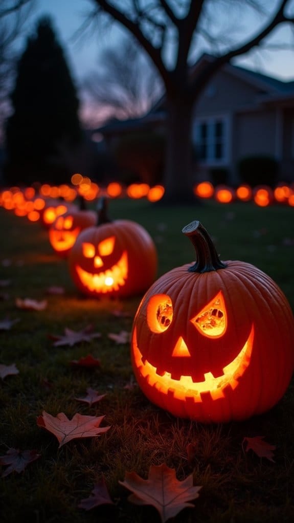 glowing jack o lanterns display