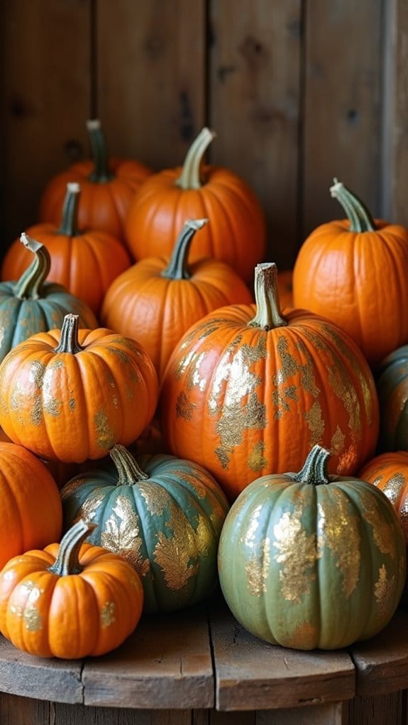 gold leaf pumpkin decor