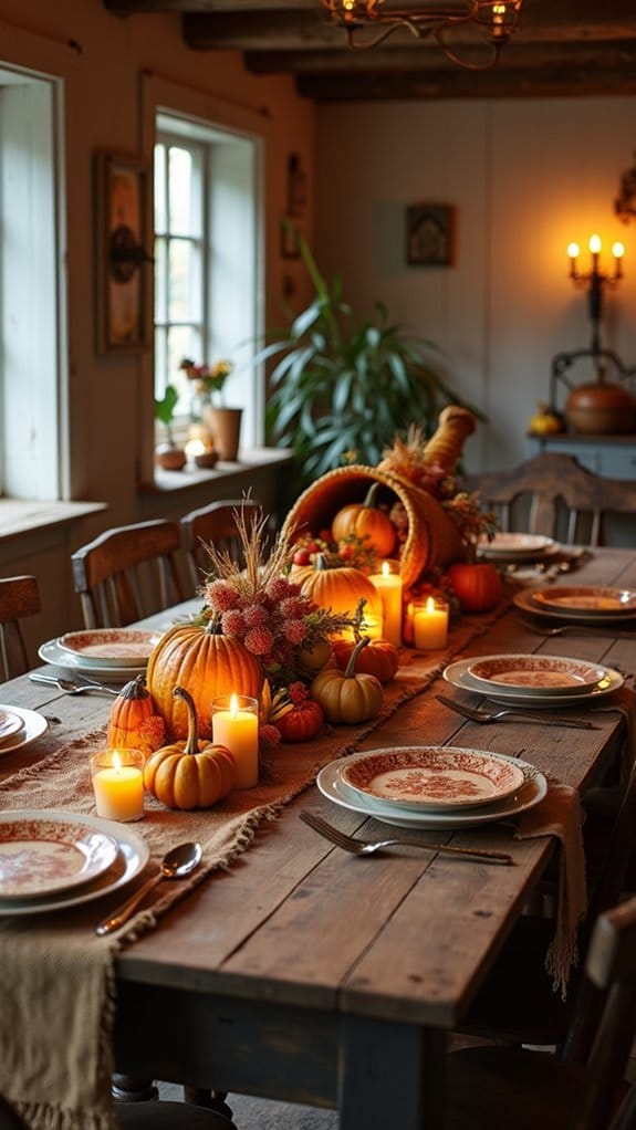 gourds in rustic cornucopia