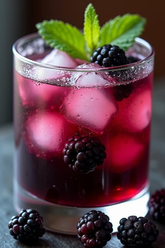 halloween cocktail with blackberries