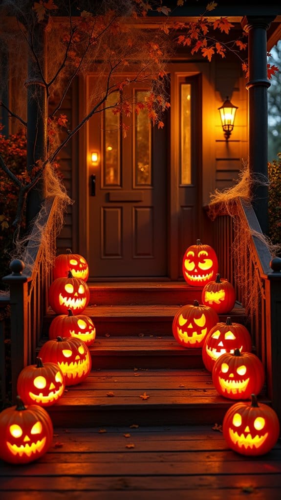 halloween porch pumpkin decorations