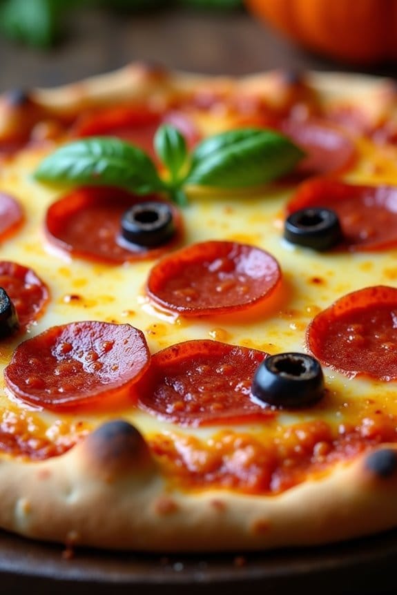 halloween themed pepperoni pizzas