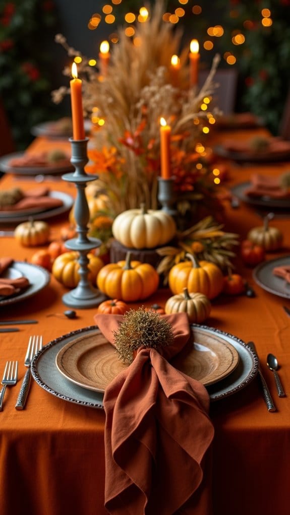 harvest themed autumn table setting