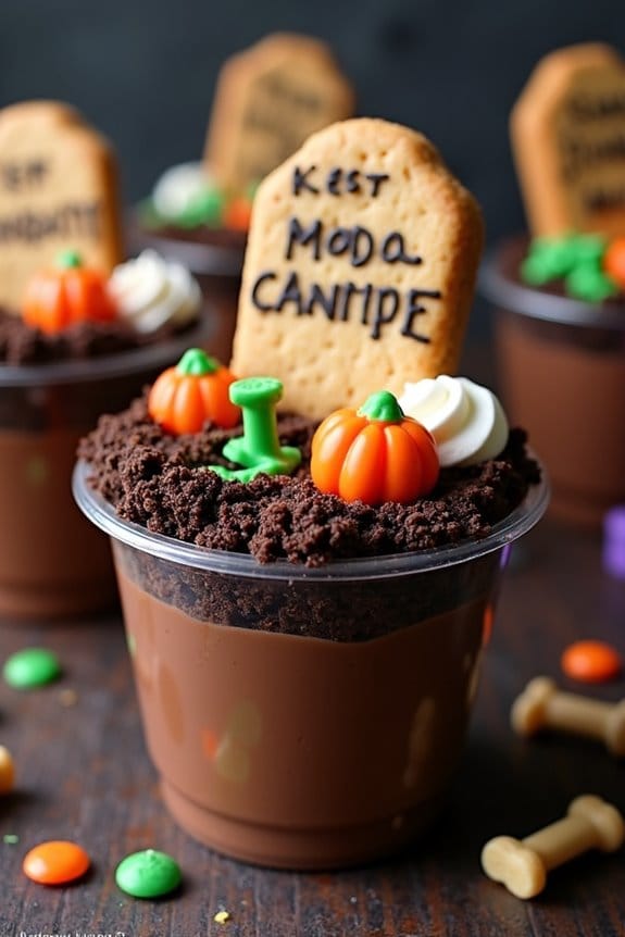 haunted halloween pudding cups