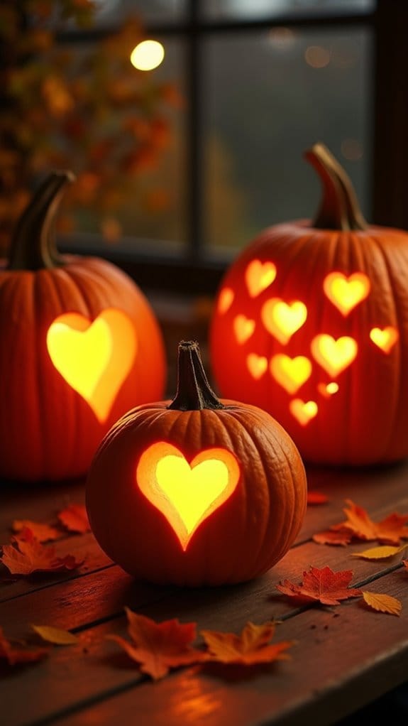 heart shaped pumpkin carvings