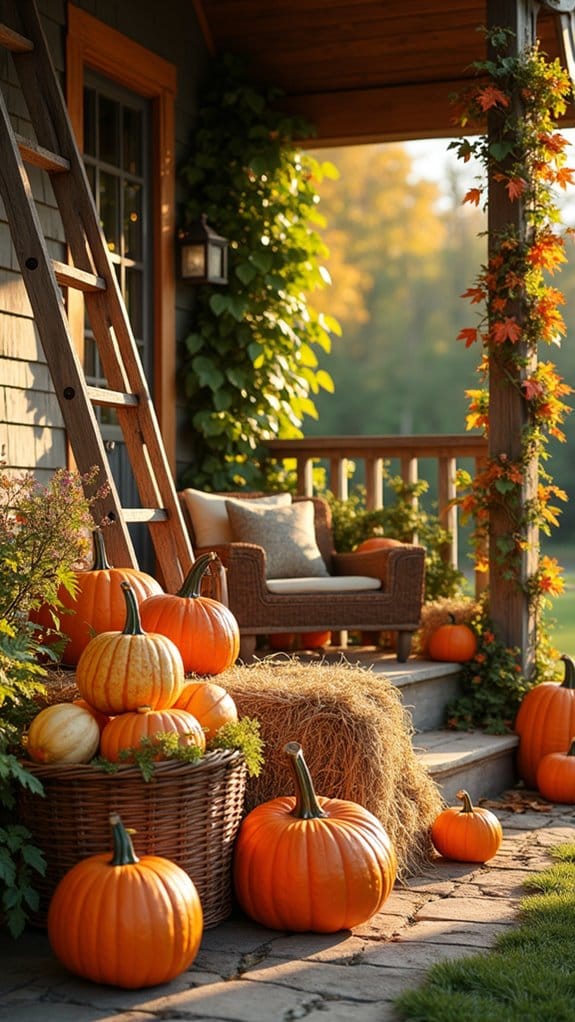 inviting fall pumpkin display
