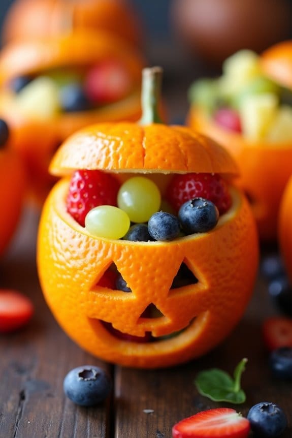 jack o lantern fruit cups