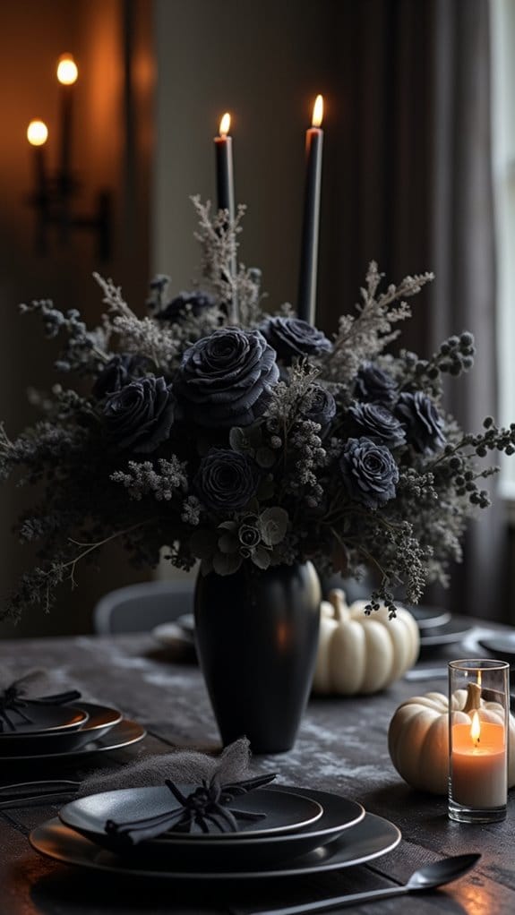 monochromatic halloween floral elegance