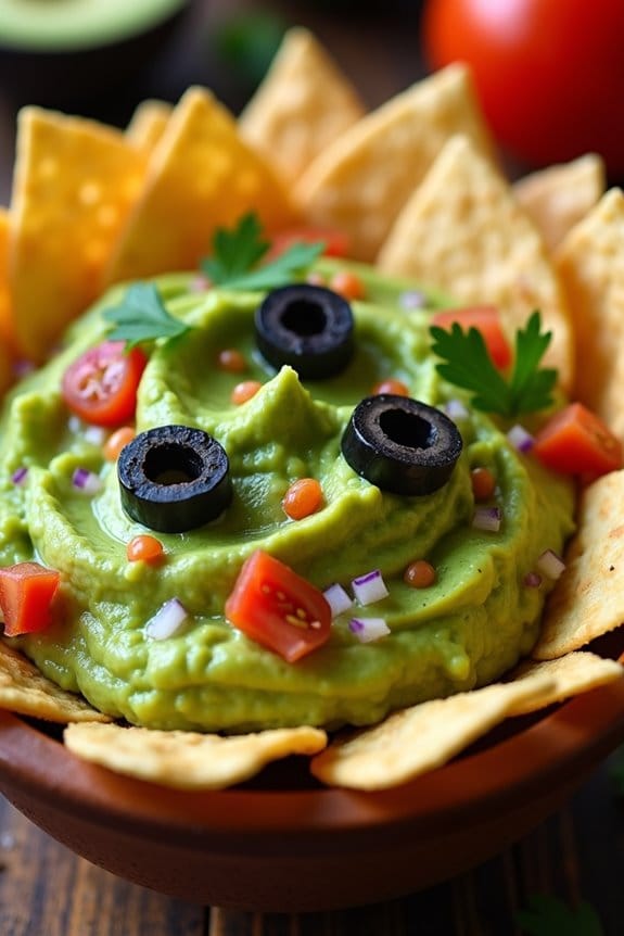 monster themed guacamole appetizer