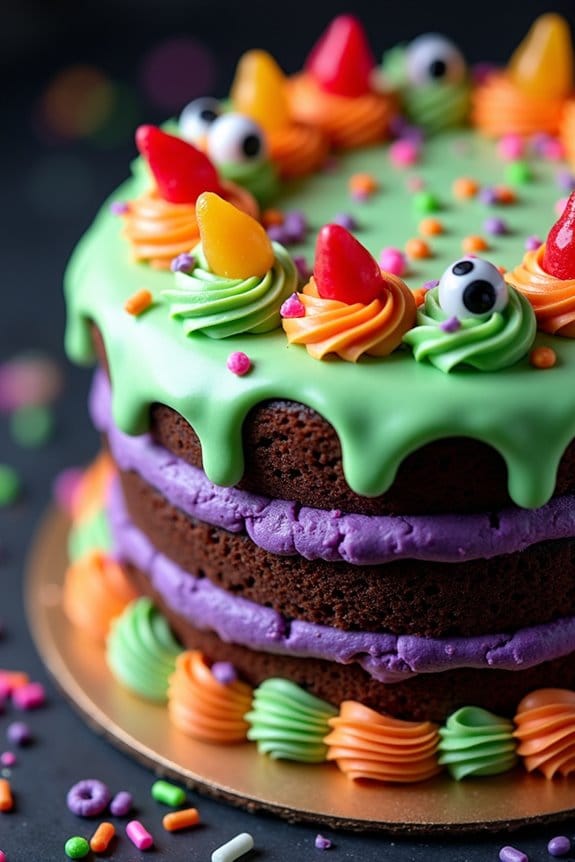 monster themed halloween cake