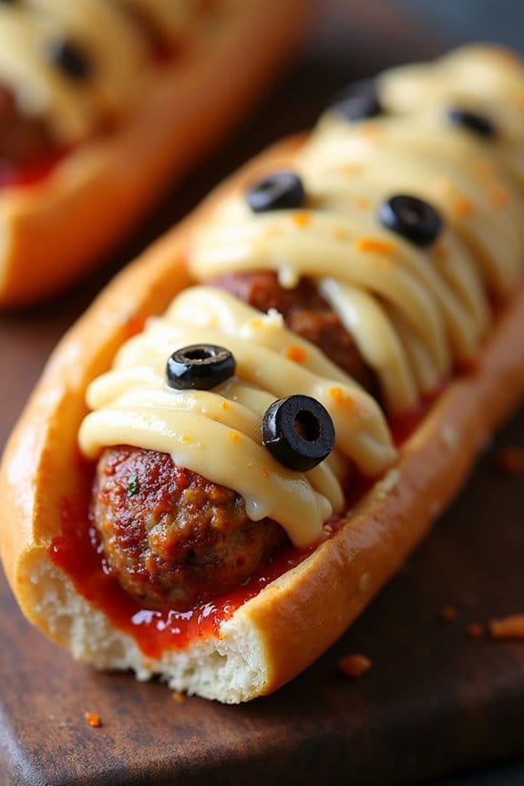 mummy meatball sub sandwiches recipe