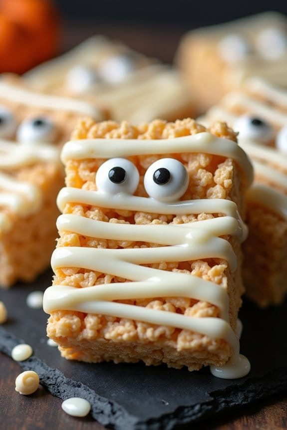 mummy themed rice krispie treats