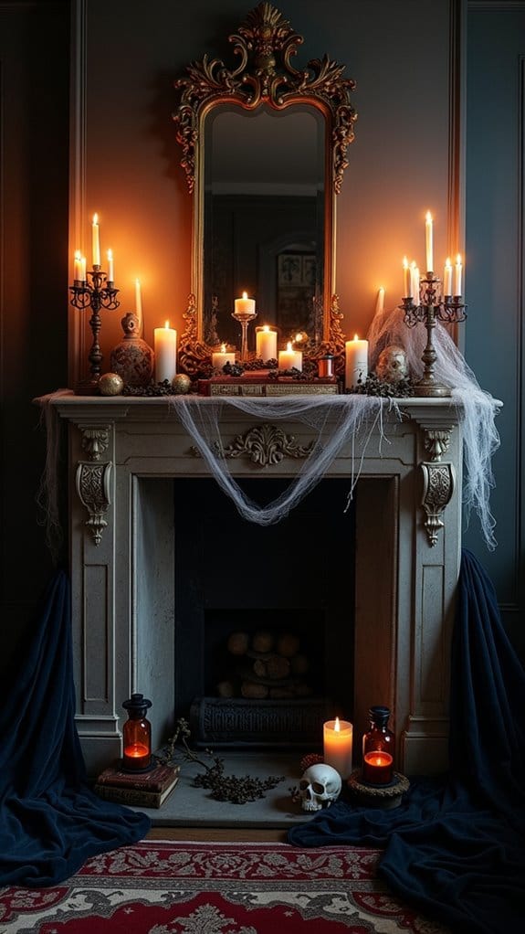 mysterious halloween mantel display