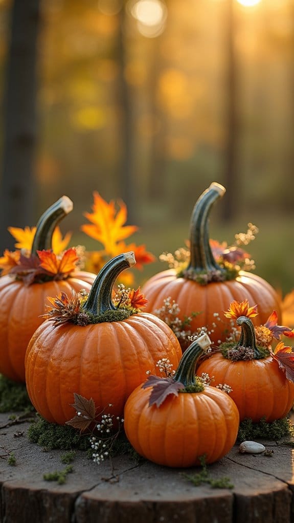 nature inspired pumpkin decoration
