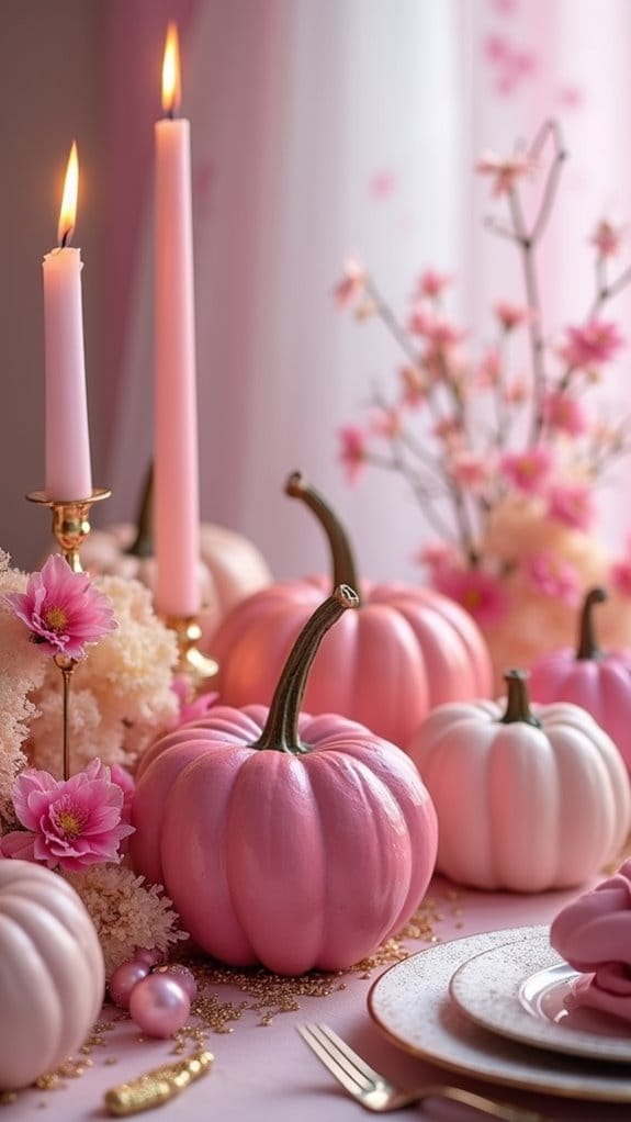 pink pumpkin autumn decor